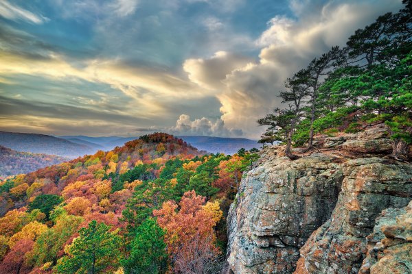 01.4 Autumn View At Sams Throne And Approaching Storm - Professional Arkansas Ozark Gallery No 1 photography by Paul Caldwell