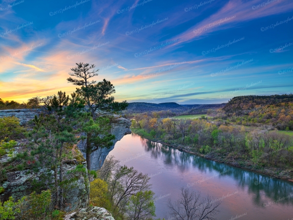 31 Springtime Sunset At Calico Rock On The White River - Professional Arkansas Ozark Gallery No 3 photography by Paul Caldwell