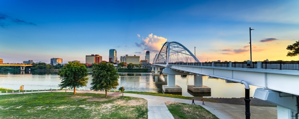 37 Sunset Broadway Bridge And Little Rock Skyline - Professional Panoramas Of Arkansas photography by Paul Caldwell