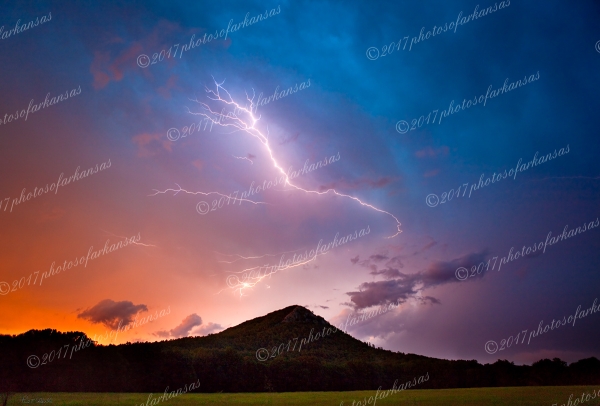 11 Lightening Strike Over Pinnacle Mountain - Professional Temporary Gallery photography by Paul Caldwell