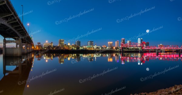 02.1 Moonset Over Little Rock Arkansas Caught Between The Bridges - Professional Views Of Little Rock photography by Paul Caldwell